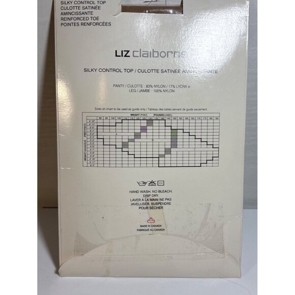 Liz Claiborne Silky Control Top Pantyhose With Reinforced Toe Size C Linen Color - Picture 4 of 5